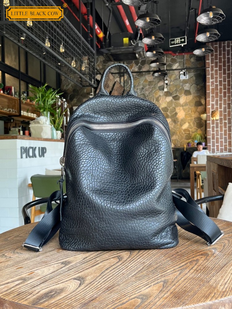 Leather Work Bag Mens - Zaino casual in morbida pelle di