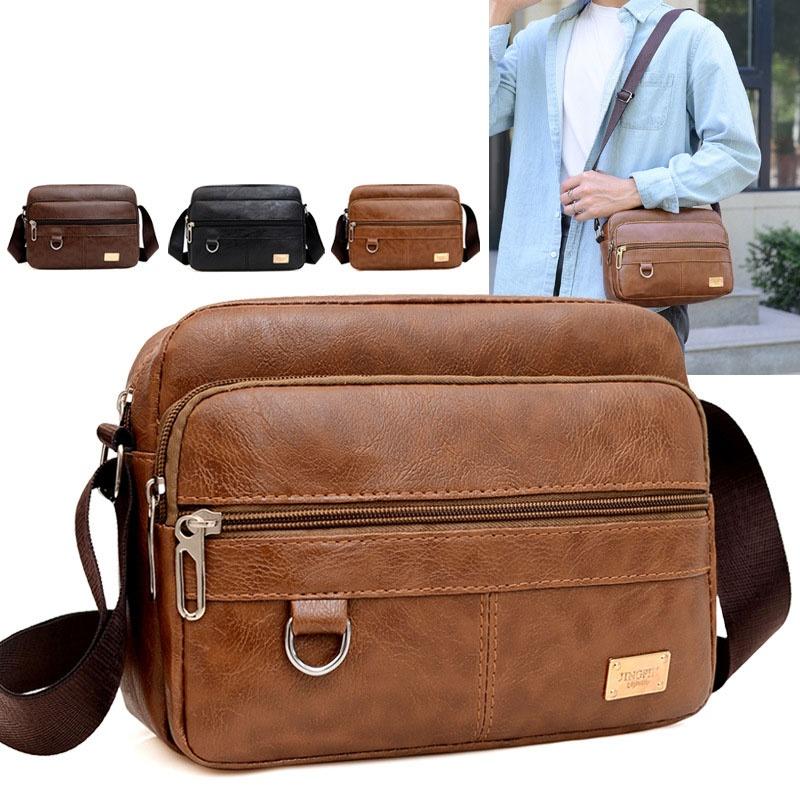 Leather Work Bag Mens - Borsa a tracolla da uomo in