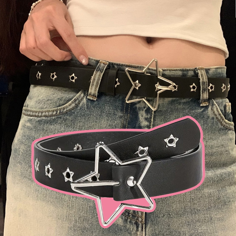 Leatherwork Eyelets - Cintura Y2K Punk Star con occhielli