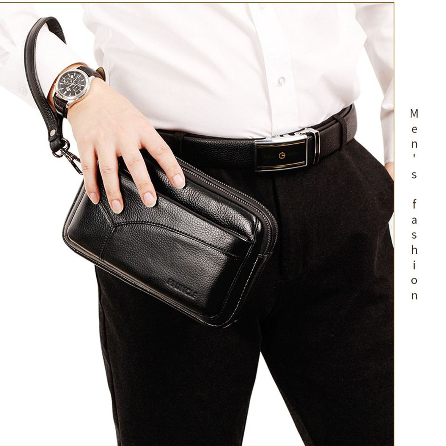 Leather Work Bag Mens - Borsa a Mano da Uomo in