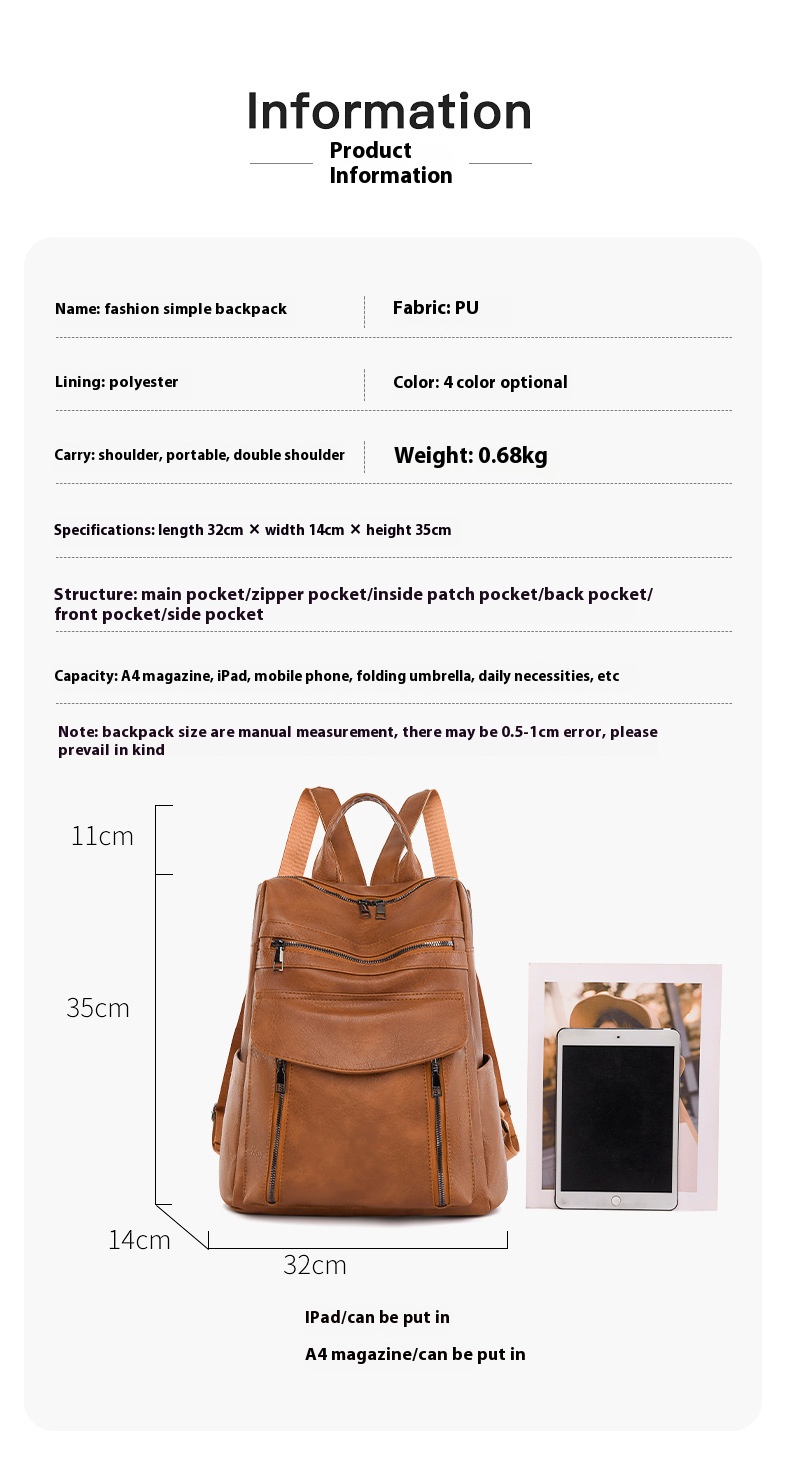 Zaino in PU per laptop in pell - Leather Work Womens Backpack recensione e prezzo