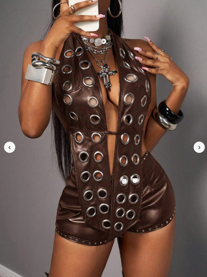 STYLISH LADY Top Halter Nero i - Leatherwork Eyelets recensione e prezzo