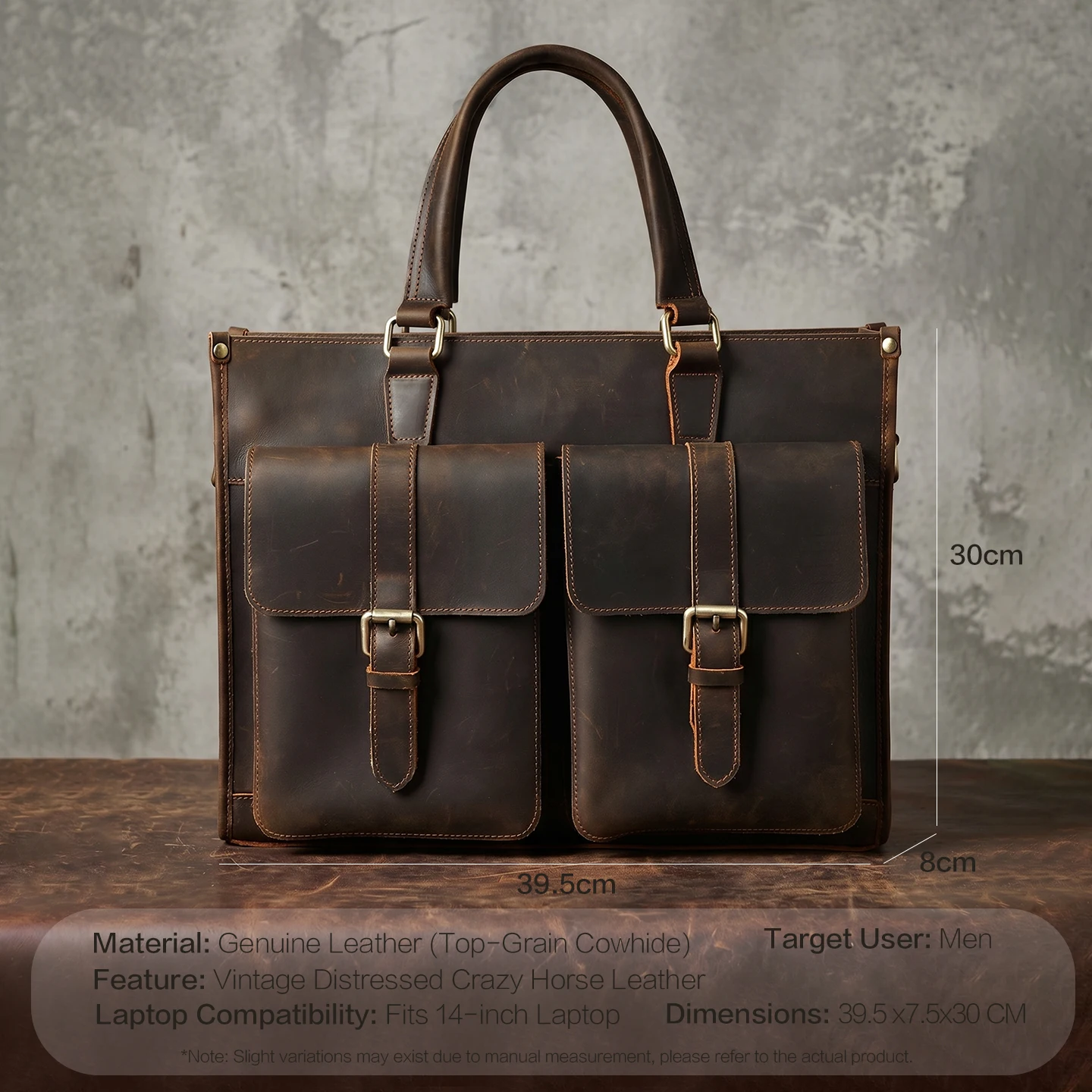 Borsa a Tracolla Vintage in Ve - Leather Work Bag Mens recensione e prezzo